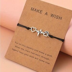 Heartbeat Dog Paw necklace For Dog Lover Gift Bracelet NWT